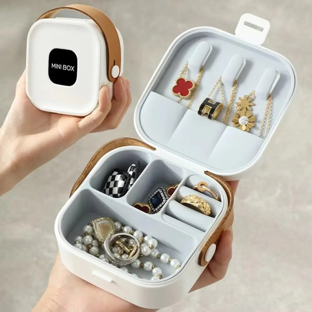 Portable Jewelry Organizer Box with Mirror | Travel Jewelry Case for Rings, Earrings, Necklaces | Durable & Compact (Random Color) Gadget Xpres