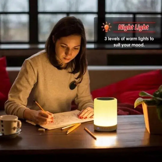 Portable Touch Lamp Bluetooth Speaker – Smart Night Light | Color Changing LED Desk Lamp for Bedroom, Kids, Gift – Rechargeable & Wireless | Best Price in Pakistan Gadget Xpres