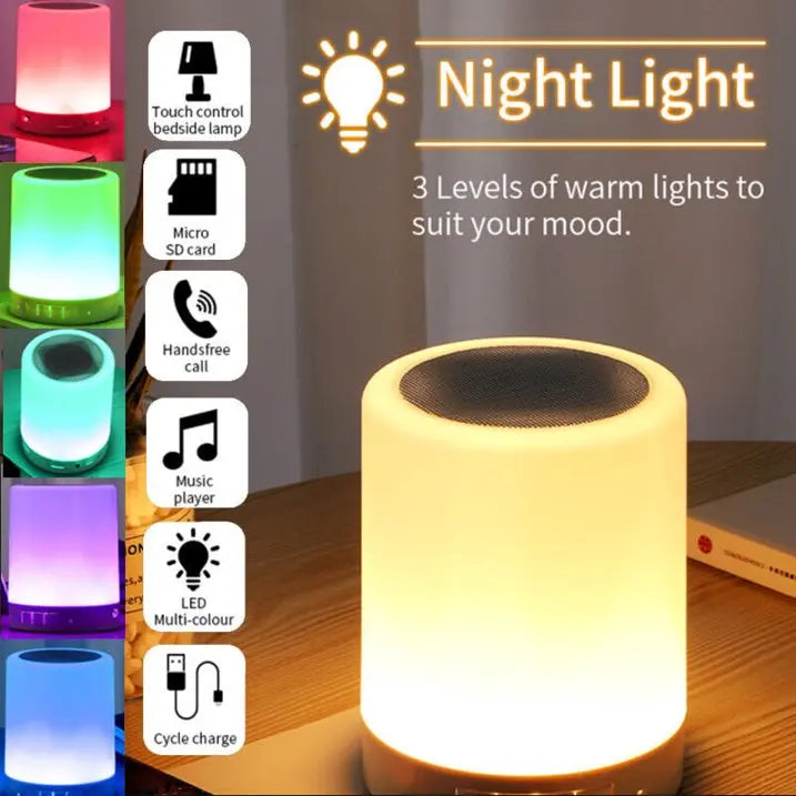 Portable Touch Lamp Bluetooth Speaker – Smart Night Light | Color Changing LED Desk Lamp for Bedroom, Kids, Gift – Rechargeable & Wireless | Best Price in Pakistan Gadget Xpres