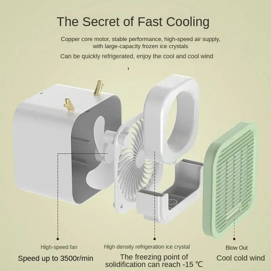 Portable USB Air Cooler Fan | 3-Speed Rechargeable Desktop AC for Home, Office & Car (Random Color) Gadget Xpres