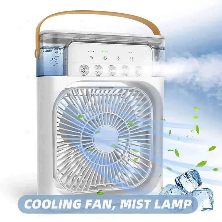 Portable USB Air Cooler Fan with LED Light, Mist & Humidifier – Mini AC for Home, Office, Travel (Random Color) – Gadget Xpres Gadget Xpres