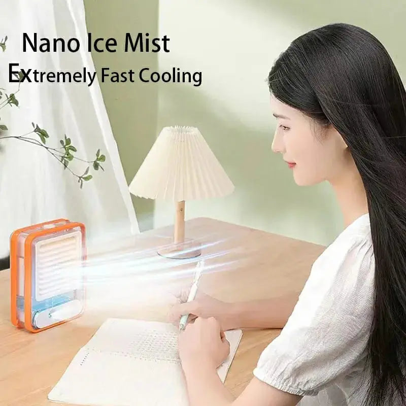 Portable USB Mini Air Conditioner Fan | Rechargeable Desktop Cooler with 3-Speed Spray, Humidifier & Purifier for Home, Office, Car – Best Summer Cooling Solution in Pakistan Gadget Xpres