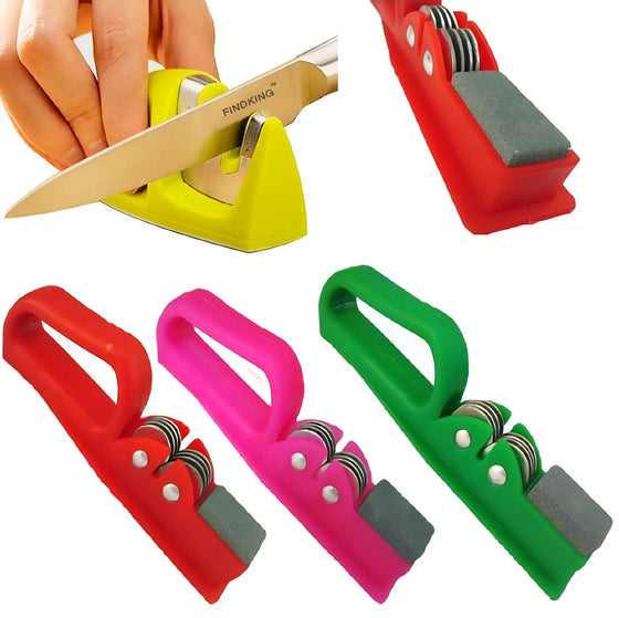 Professional 8-Wheel Knife Sharpener - Coarse & Fine Slots for Kitchen Knives | Durable Grip | Quick Sharpening (Random Color)