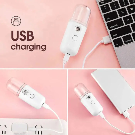 Rechargeable Mini Nano Face Steamer & Sprayer – Portable Facial Mist Machine for Glowing Skin (Random Color) – Best for Home & Travel Gadget Xpres