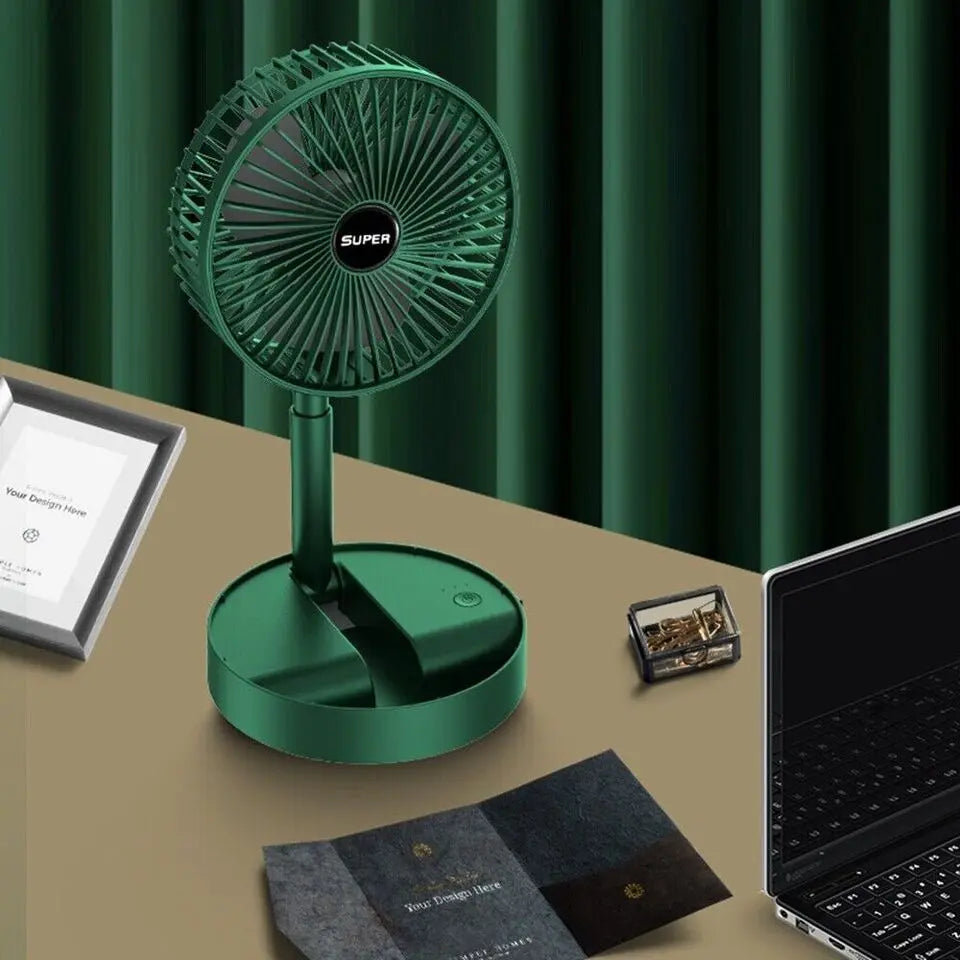 Rechargeable Portable Telescopic Fan - USB Foldable Desk & Floor Fan, 3-Speed Adjustable Height, Battery Operated Fan for Home & Office (Random Color) Gadget Xpres