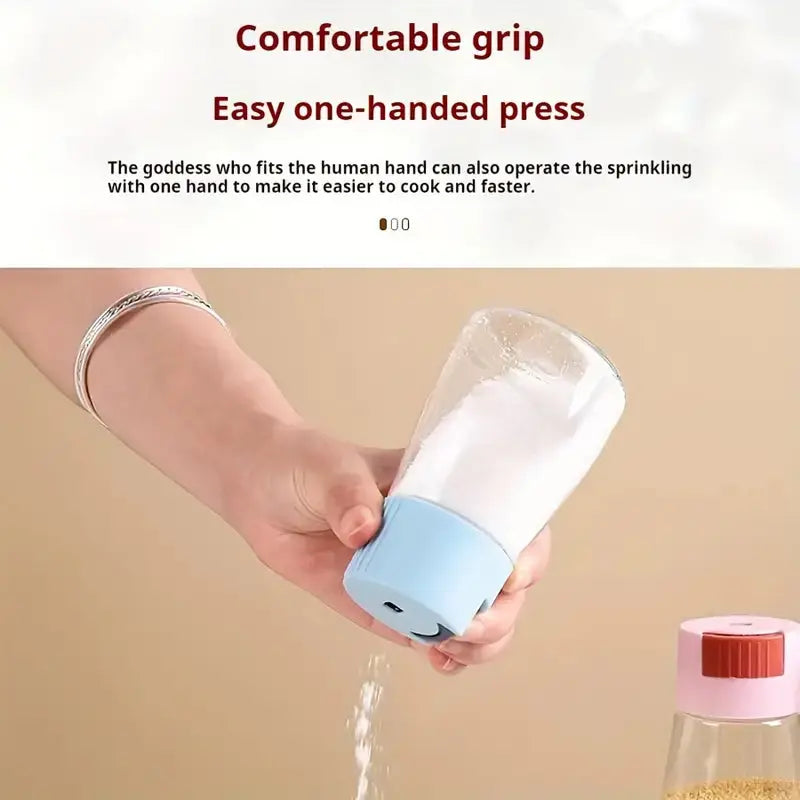 Sealed Glass Spice Jar – Salt & Pepper Dispenser Bottle (180ml) | Press Control, Durable & Leak-Proof | Random Color – Ideal for Pakistani Kitchens Gadget Xpres