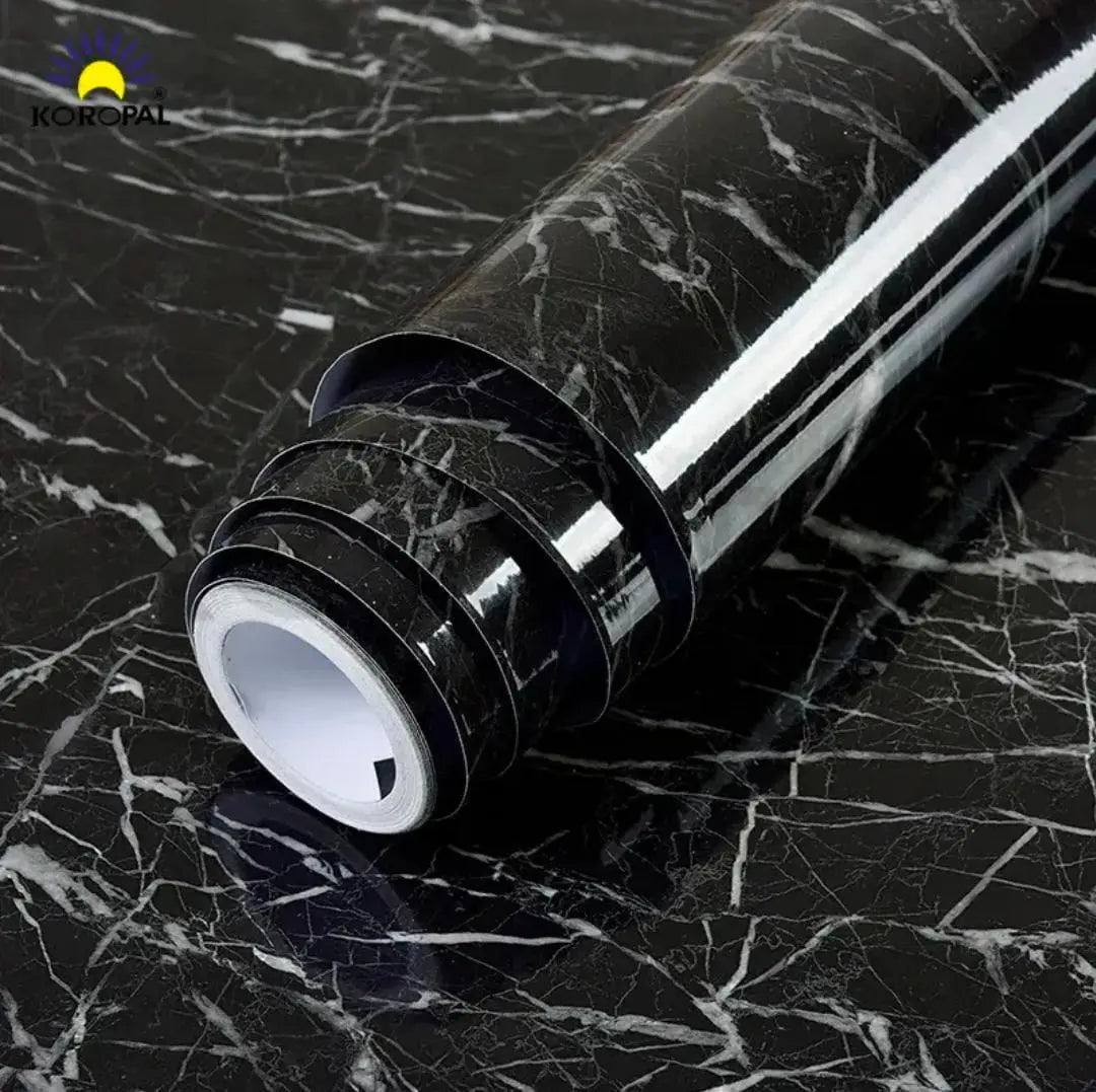 Self Adhesive Black Marble Sheet for Kitchen – Waterproof, Heat & Oil Resistant Wallpaper for Cabinets, Walls, Counters – Easy Peel & Stick – Pakistan Home Decor Gadget Xpres