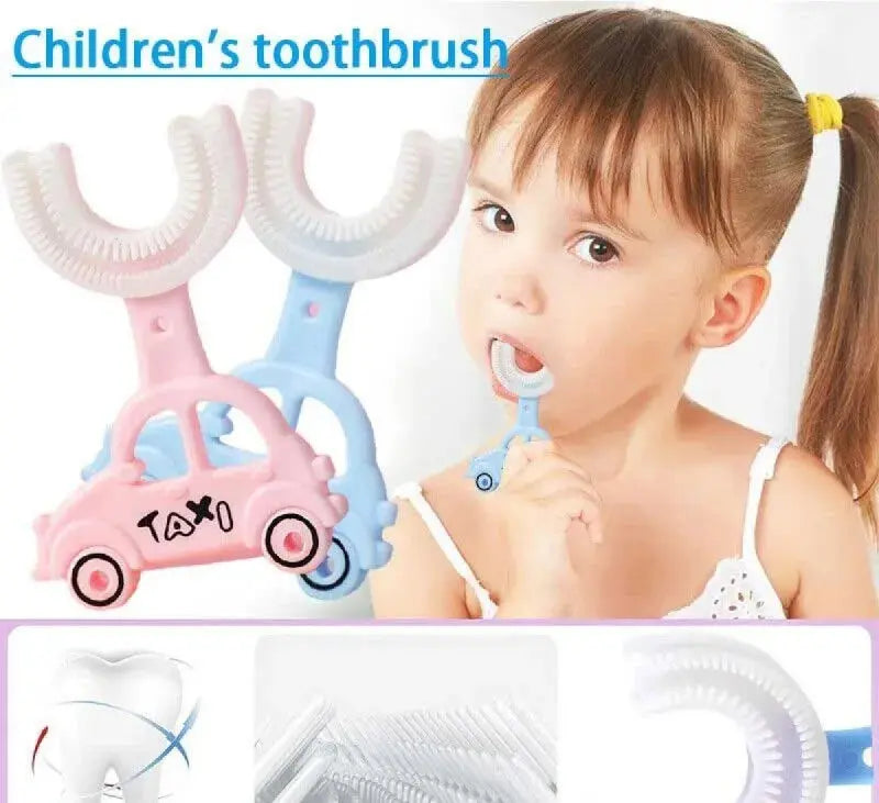 Silicon Toothbrush for Kids – Taxi Design, Soft Bristles, 360° Cleaning, Portable & Safe for Infants (Random Color) – Best Gift for Toddlers" Gadget Xpres