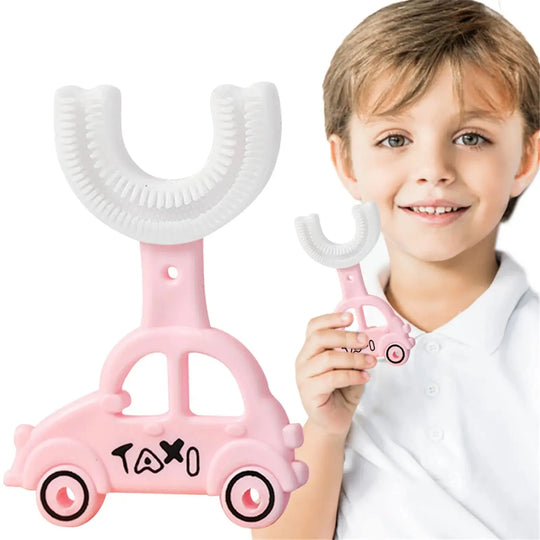 Silicon Toothbrush for Kids – Taxi Design, Soft Bristles, 360° Cleaning, Portable & Safe for Infants (Random Color) – Best Gift for Toddlers" Gadget Xpres