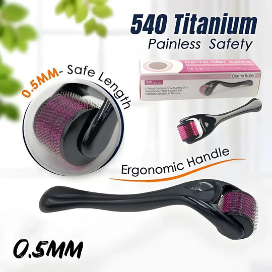 Skin Therapy 0.5mm Derma Roller – 540 Titanium Micro Needles for Face & Hair Growth – Best for Men & Women – Anti-Aging & Glowing Skin) Gadget Xpres