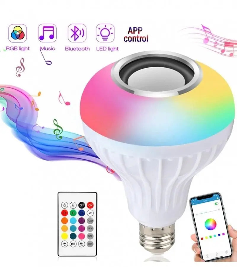 Smart LED Bulb with Bluetooth Speaker – Wireless Music, Remote Control, Energy Saving – Best for Home, Parties (White, 9W) – Gadget Xpres Gadget Xpres