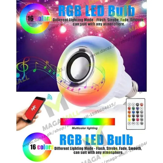 Smart LED Light Bulb with Bluetooth Speaker & Remote Control - Multicolor Mood Lighting & Wireless Music for Home Gadget Xpres