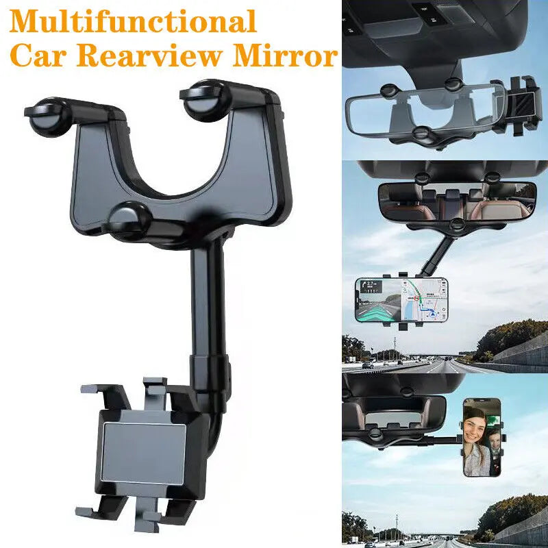 Spin Mirror Phone Holder for Car – 360° Rotatable, Universal Retractable Mobile Holder – Safe & Durable Car Accessory for All Phones Gadget Xpres