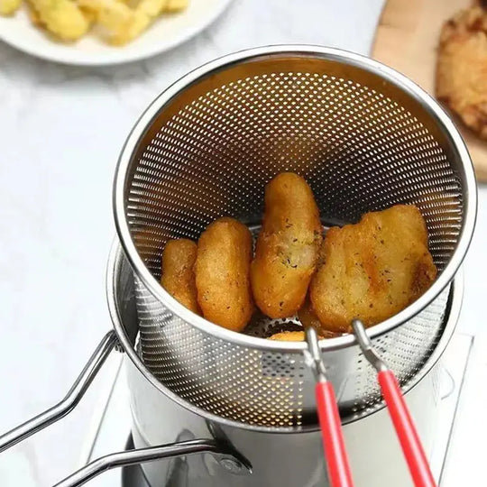 Stainless Steel Deep Fryer Pot with Basket - 12ML Capacity for Frying, Boiling & Baking - Home Kitchen Essential Gadget Xpres