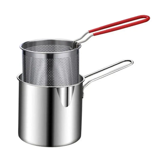 Stainless Steel Deep Fryer Pot with Basket - 12ML Capacity for Frying, Boiling & Baking - Home Kitchen Essential Gadget Xpres
