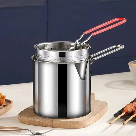 Stainless Steel Deep Fryer Pot with Basket - 12ML Capacity for Frying, Boiling & Baking - Home Kitchen Essential Gadget Xpres