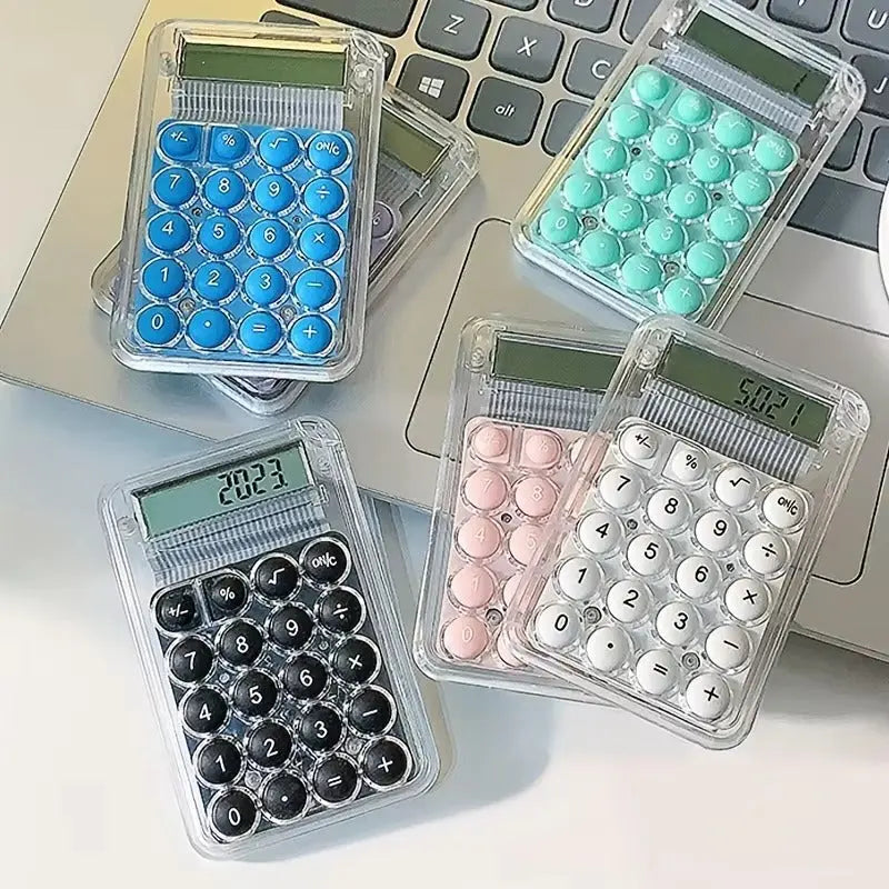 Student Calculator - 8-Digit Large LCD Screen, Soft Silicone Buttons (Random Color) - School Supplies, Office Use Gadget Xpres