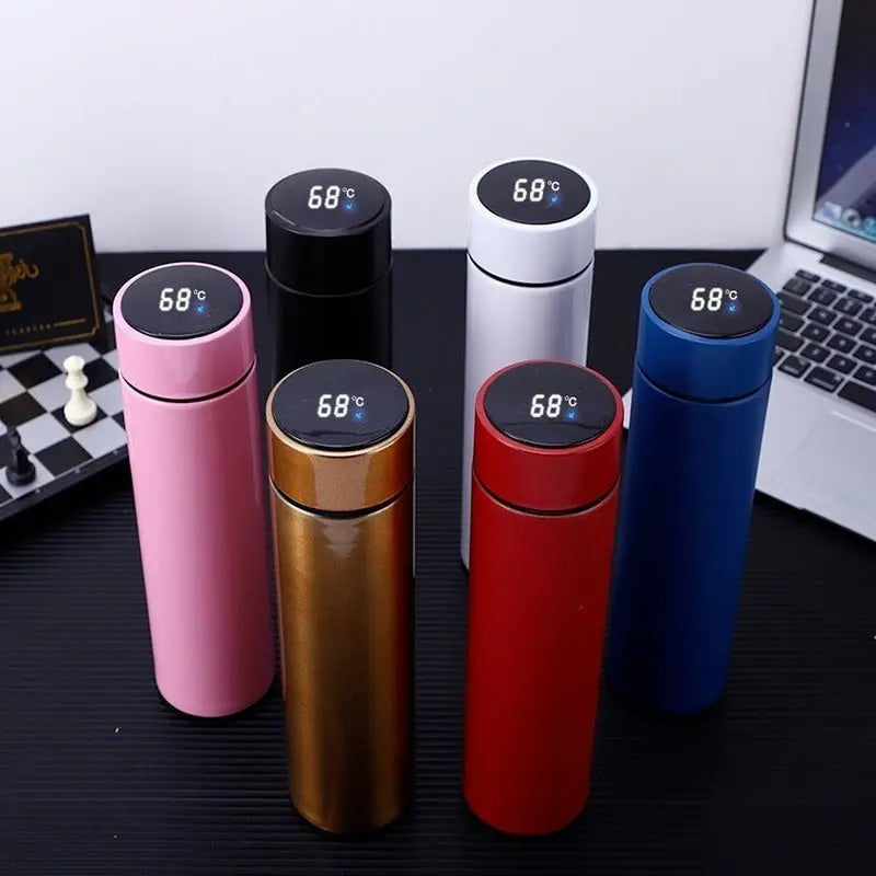 "Temperature Display Vacuum Insulated Water Bottle – Stainless Steel Thermo Flask for Hot & Cold Drinks (Random Color) – Leakproof & Durable" Gadget Xpres