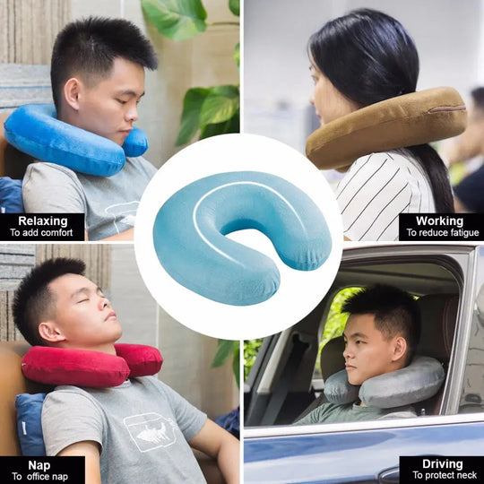 U-Shaped Travel Neck Pillow – Ultra Soft & Comfortable for Airplane, Car, Office – Lightweight & Portable (Random Color) – Best Gift for Family Gadget Xpres
