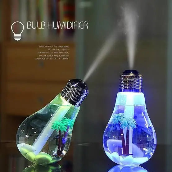 USB Air Humidifier Bulb Shape | LED Night Light Diffuser for Room | Portable Aroma Purifier for Bedroom, Living Room, Office – Color Changing Lamp Gadget Xpres