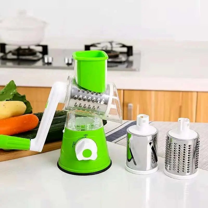 Vegetable Cutter & Cheese Grater – 3-in-1 Manual Rotary Drum Slicer | Mandoline Chopper for Kitchen | Random Color | Pakistan Cooking Tool for Vegetables, Fruits & Cheese Gadget Xpres