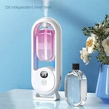 Wall Mounted Essential Oil Diffuser – Rechargeable, Timed Spray, Digital Display – Air Freshener for Home & Office – Auto Aroma Dispenser (Imported) Gadget Xpres