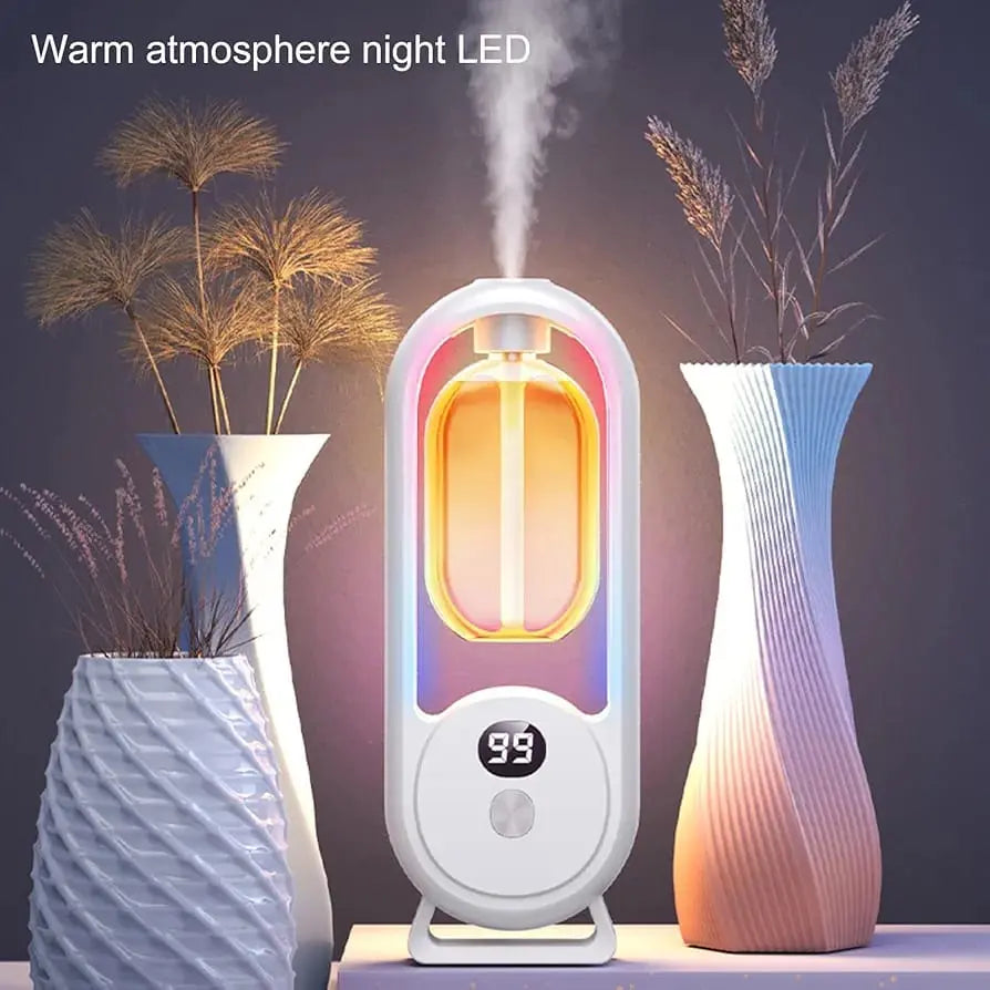 Wall Mounted Essential Oil Diffuser – Rechargeable, Timed Spray, Digital Display – Air Freshener for Home & Office – Auto Aroma Dispenser (Imported) Gadget Xpres