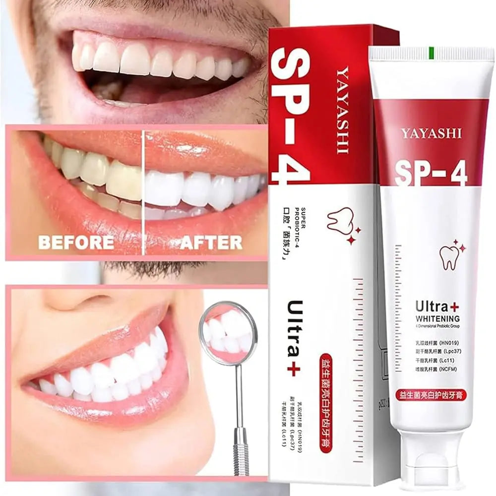 Yayashi SP-4 Ultra Whitening Toothpaste - Probiotic Stain Remover for Teeth, Fresh Breath, Gum Protection (100g) - Imported Gadget Xpres